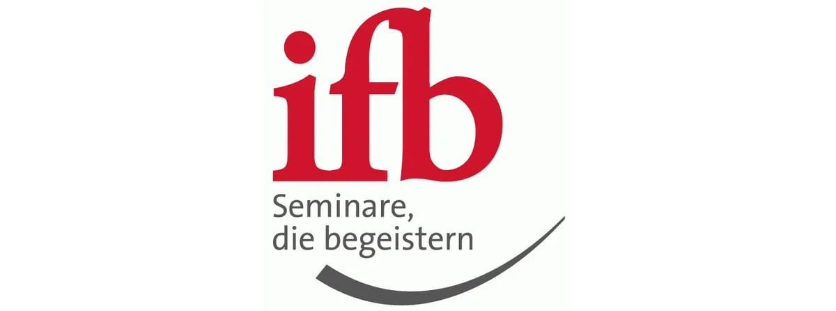 Logo der ifb Murnau: der Schriftzug „ifb“ in Rot über dem Zusatz „Seminare, die begeistern“